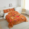 thumbnail image 3 of Feelyou Rustic Flower Floral Queen Comforter Set, Orange Cherry Blossoms Bedding Sets, Old Fashion Style Reversible Bedding Comforter Set, Ultra Soft Bedroom Decor, 3pcs, 3 of 8