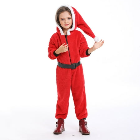 

nsendm Clothes for Teen Girls Pants Children s Sleeve Dress Hooded Long Red One-Piece Christmas Cutest Outfits for Teens Childrenscostume Red 6-8 Years