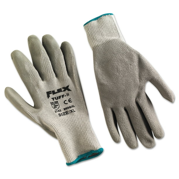 MCR Safety FlexTuff Latex Dipped Gloves, Gray, X-Large, 12 Pairs ...