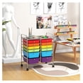 thumbnail image 2 of 12 Drawer Rolling Storage Cart, Art Cart Organizer on Wheels, Mobile Utility Cart with Drawers, Multipurpose Craft Drawers for Home Office School Classroom (Multicolor), 2 of 9