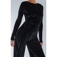 thumbnail image 4 of Black Velvet Wrap Drape Detail Wide Leg Jumpsuit, 4 of 9