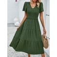 thumbnail image 5 of Yesfashion  Women's 2025 Summer Dress Polka Point Regular Short-Sleeve V-Neck Swing Dresses, 5 of 9
