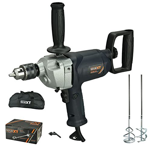 Maxxt Ensemble Perceuse et Mixeur 1/2 Pouce, avec Poignée en D Pratique, Moteur 9A Puissant. Accessoires et Sac de Transport Inclus.