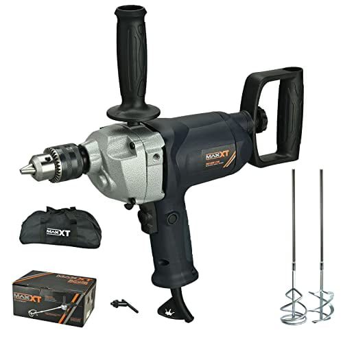 Maxxt Ensemble Perceuse et Mixeur 1/2 Pouce, avec Poignée en D Pratique, Moteur 9A Puissant. Accessoires et Sac de Transport Inclus.