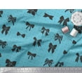 thumbnail image 3 of Soimoi Blue Cotton Voile Fabric Bow & Dots Printed Fabric 1 Yard 42 Inch Wide, 3 of 3