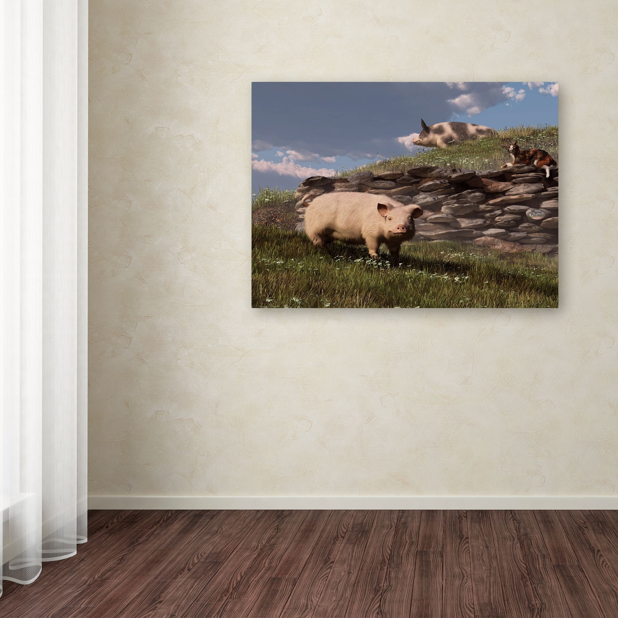 Trademark Fine Art 'Free Range Pigs' Canvas Art by Daniel Eskridge