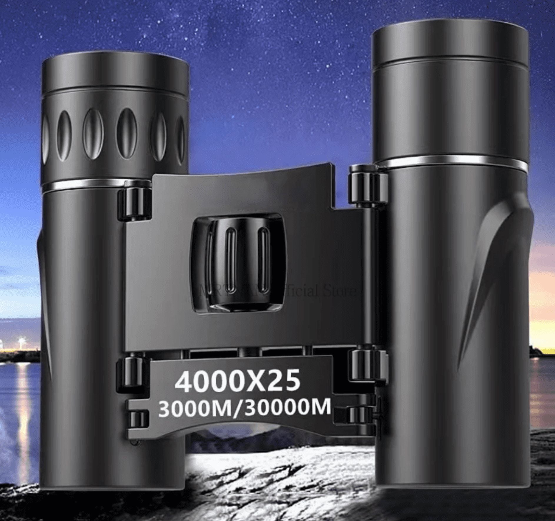 4000X25 HD Zoom Portable Powerful Binoculars Long Range BAK4 Telescope Folding FMC Binoculars for Hunting Camping Travel