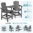 thumbnail image 6 of LOYALICE Tall Plastic Adirondack Chair Set of 2 W/ Outdoor Barstools and Connecting Tray, Gray, 6 of 11