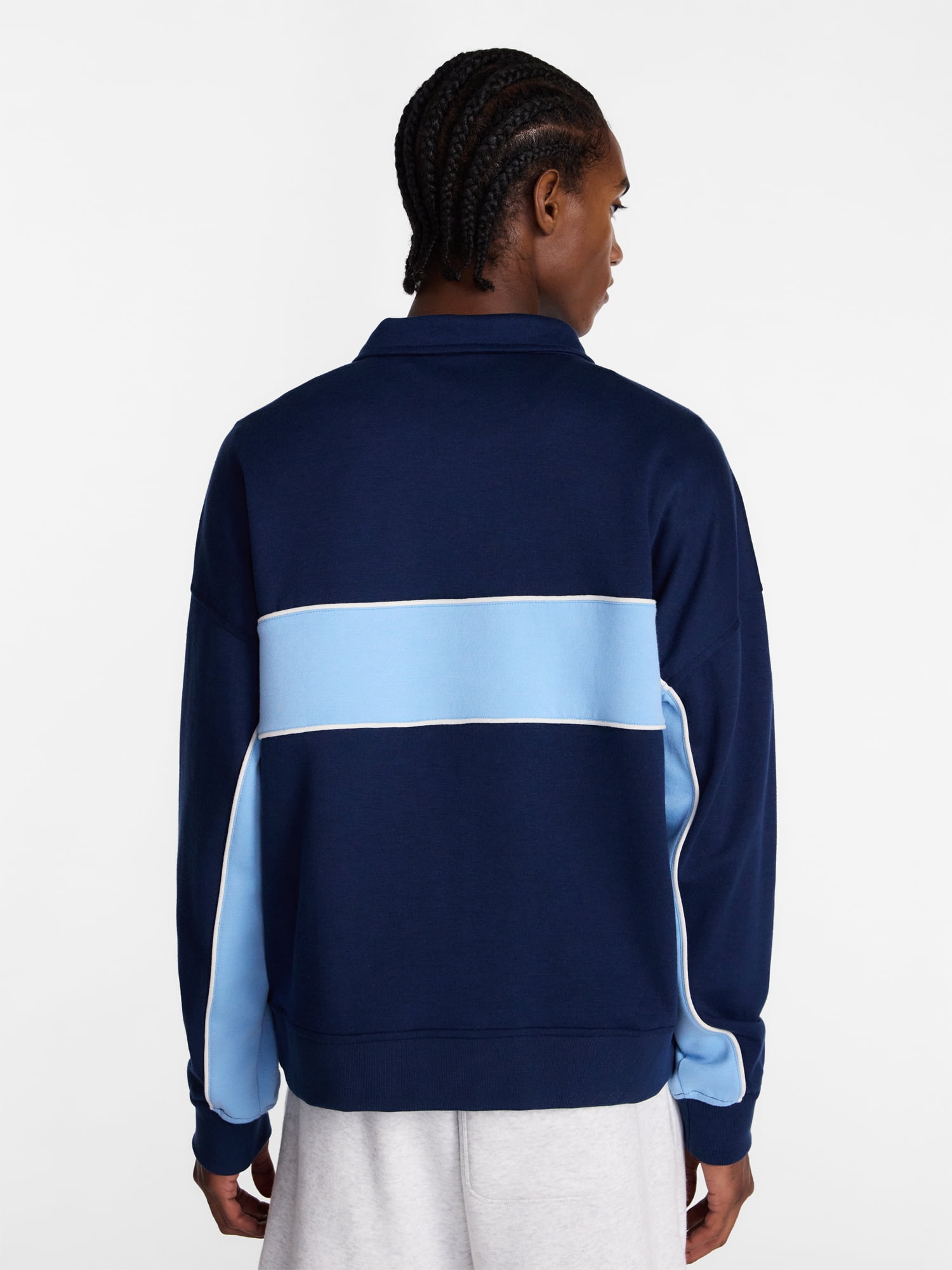 No Boundaries Sporty Quarter Zip Sweatshirt with Long Sleeves, Men's XS-5XB