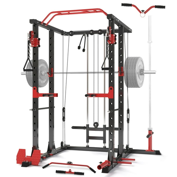 Mikolo Power Rack Cage, 1500 lbs Weight Rack with Cable Crossover