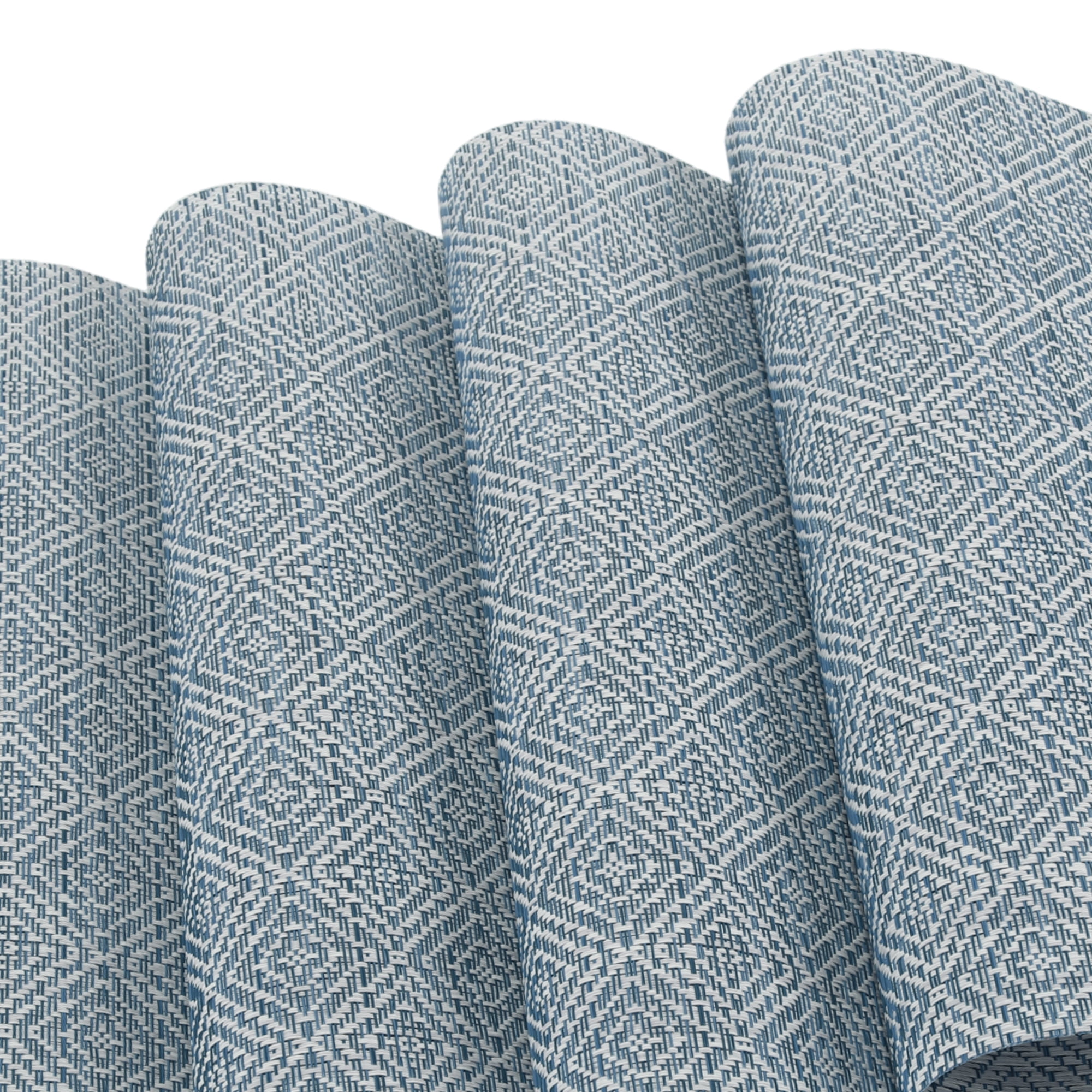 Unique Bargains 4 Pcs Diamond Pattern Polyester Heat Resistant Washable Placemats Blue