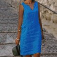 thumbnail image 2 of IROINNID Knee-Length Dress For Women Solid Color Fashion Casual Plus Size Vest Linen Dress Sleeveless V-Neck Sundress, 2 of 9