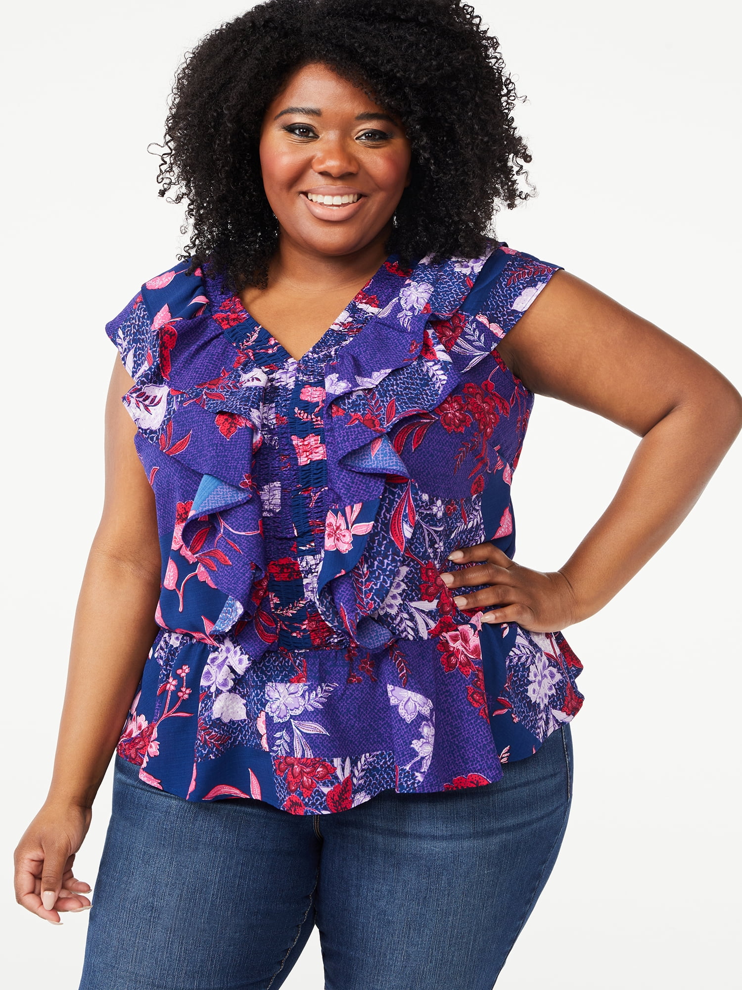 Smocked Ruffle Top with Short Sleeves 