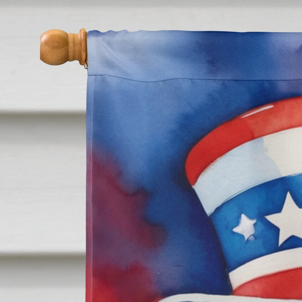 White Poodle Patriotic American House Flag 28 in x 40 in