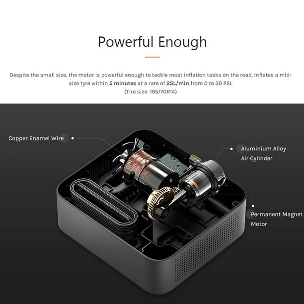 Xiaomi 70mai Pompe à air de voiture électrique Mini compresseur gonfleur de  pneu de voiture pompe à pneus 12v Mini compresseur d'air Lite gonfleur de  voiture