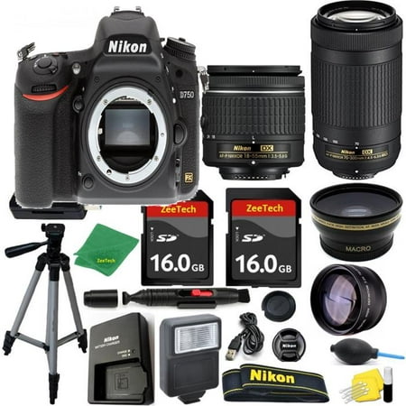 Great Value Holiday Bundle for D750 with 18-55mm AFP + 70-300 AFP + Tripod + 2pcs 16GB Memory Cards + Wide Angle + Telephoto + Reader + Lens Pen + Flash