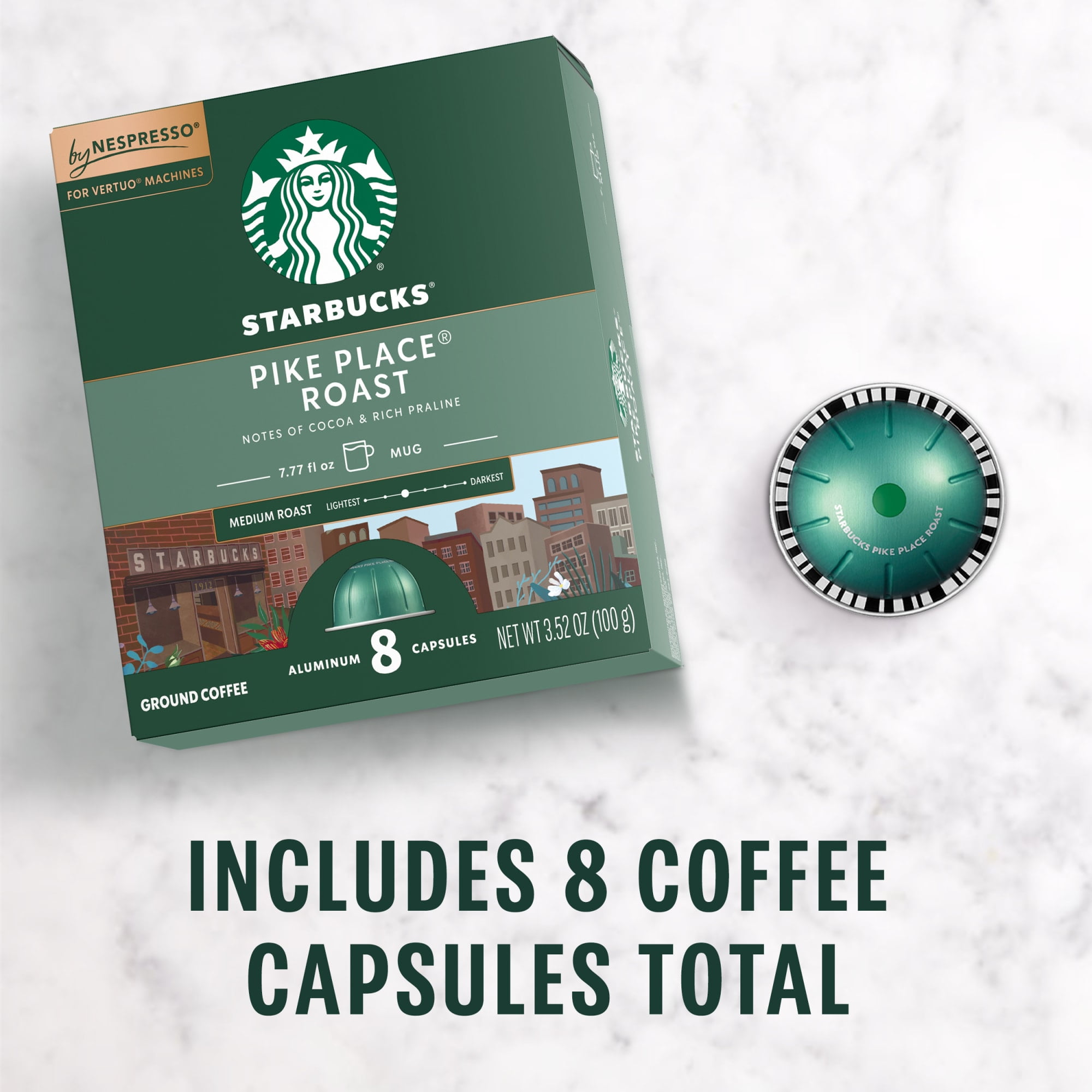 Starbucks by Nespresso Vertuo, Pike Place Roast, Medium Roast Nespresso Pods, 8 Count