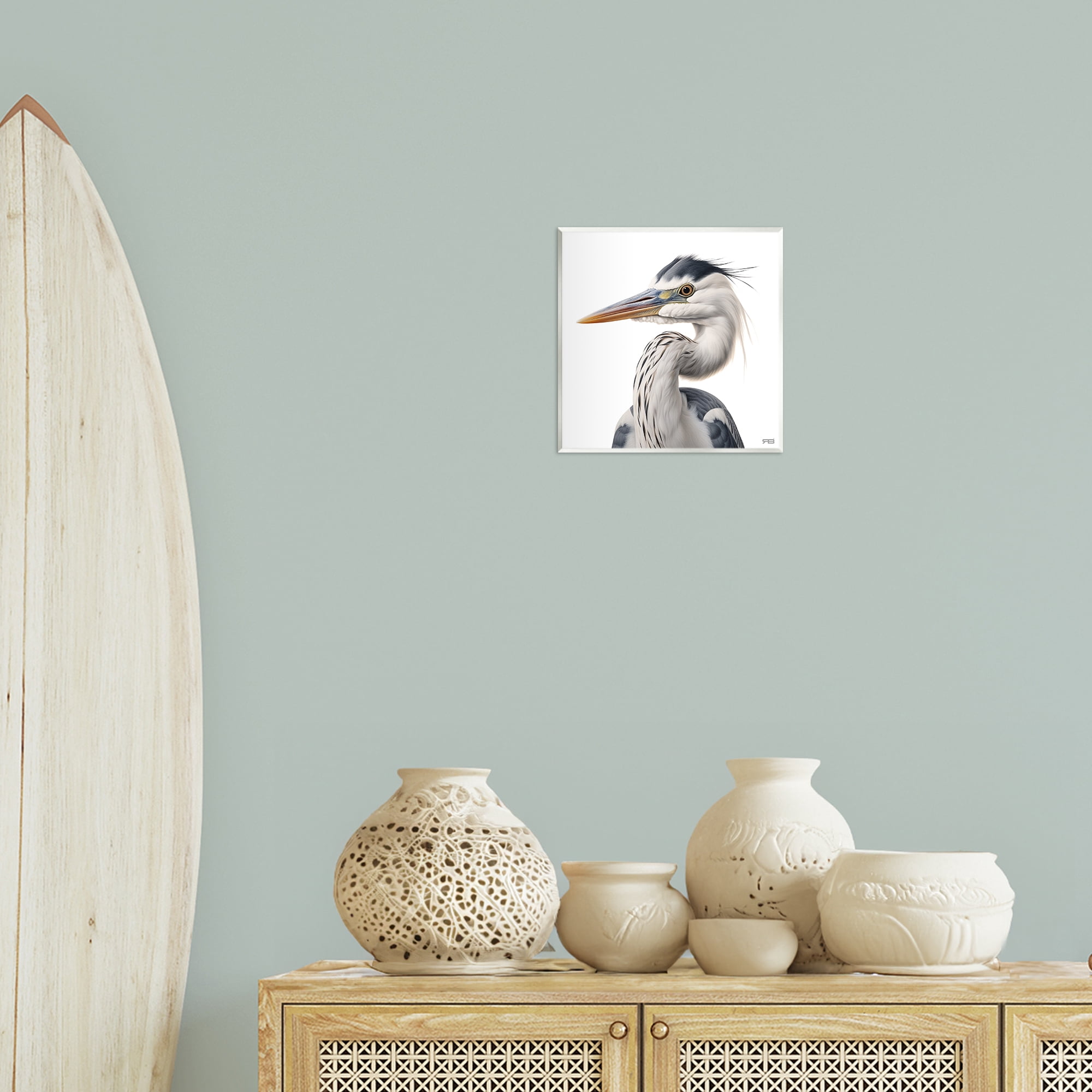 Stupell Industries Stoic Heron Looking Left Animals & Insects Painting Unframed Art Print Wall Art, 12 x 12