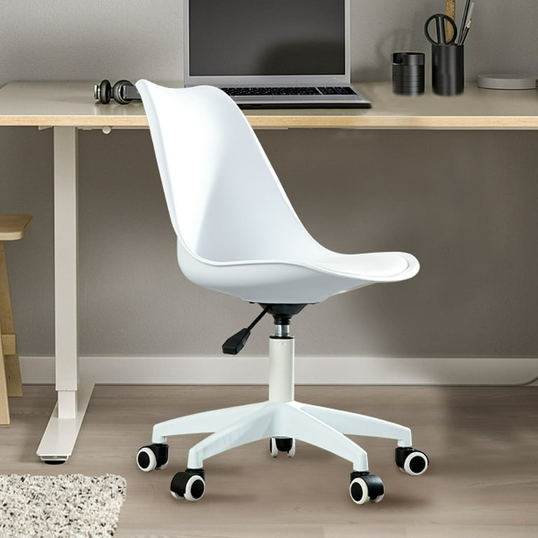 Swivel Desk Chair, Modern Plastic Armless Computer Chair with