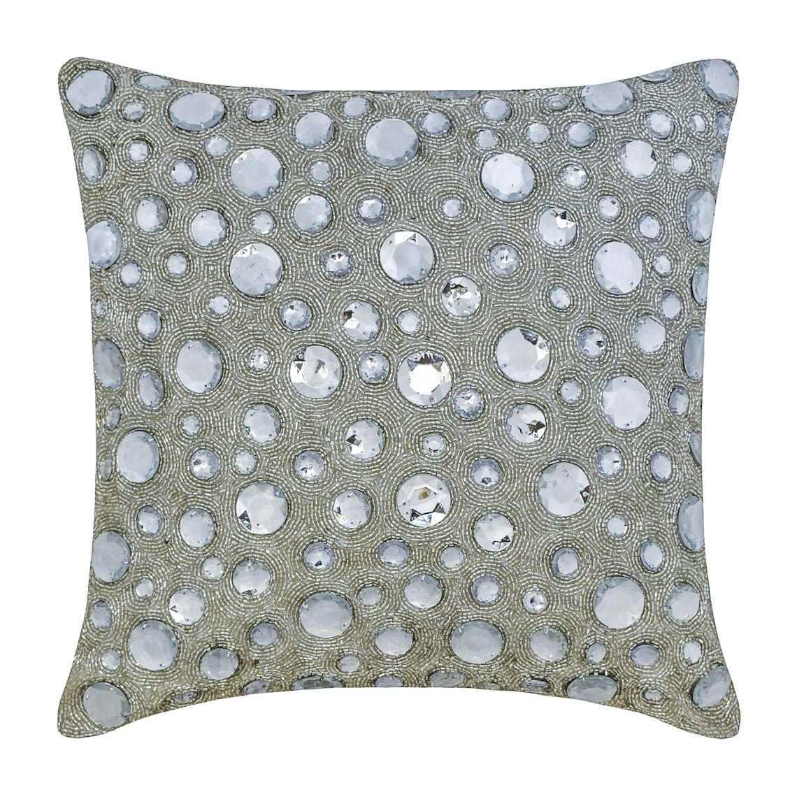 18x18 Metallic Embroidered Diamond Square Throw Pillow White