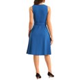 thumbnail image 3 of INSPIRE CHIC Sleeveless Work Dresses for Women's V-Neck Below Knee Length Belted A-Line Dress, 3 of 5