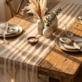 thumbnail image 4 of Sm:)e Pearl Beige Gauze Table Runner 120 Inch 10FT, Table Decor for Wedding Anniversary Birthday Outdoor Home Party Table, 4 of 5