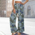 thumbnail image 6 of WTOBBY Women's Summer Floral Print Wide Leg Palazzo Pants Featuring High Waist Elastic Drawstring Casual Design and Pockets for Stylish Outfits ,Gray XL, 6 of 7