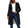 thumbnail image 4 of Women's Outdoor Jacket Hooded Waterproof Plus Size Midi Long Long Sleeve Solid Color Rain Jacket Lightweight Active Outdoor Sport Hiking Raincoat with Pockets, 4 of 8