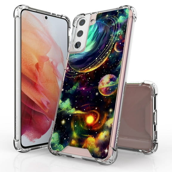 ANJ  Hybrid Slim Hard Back Cover Case Flexible Bumper for Samsung Galaxy S21 Plus - Dark Galaxy