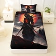 thumbnail image 3 of Homewish Traditional Samurai Print Twin Sheets,Japanese Ink Painting Bedding,3 Pieces,1 Fitted Sheet and 1 Pillowcase, 3 of 6