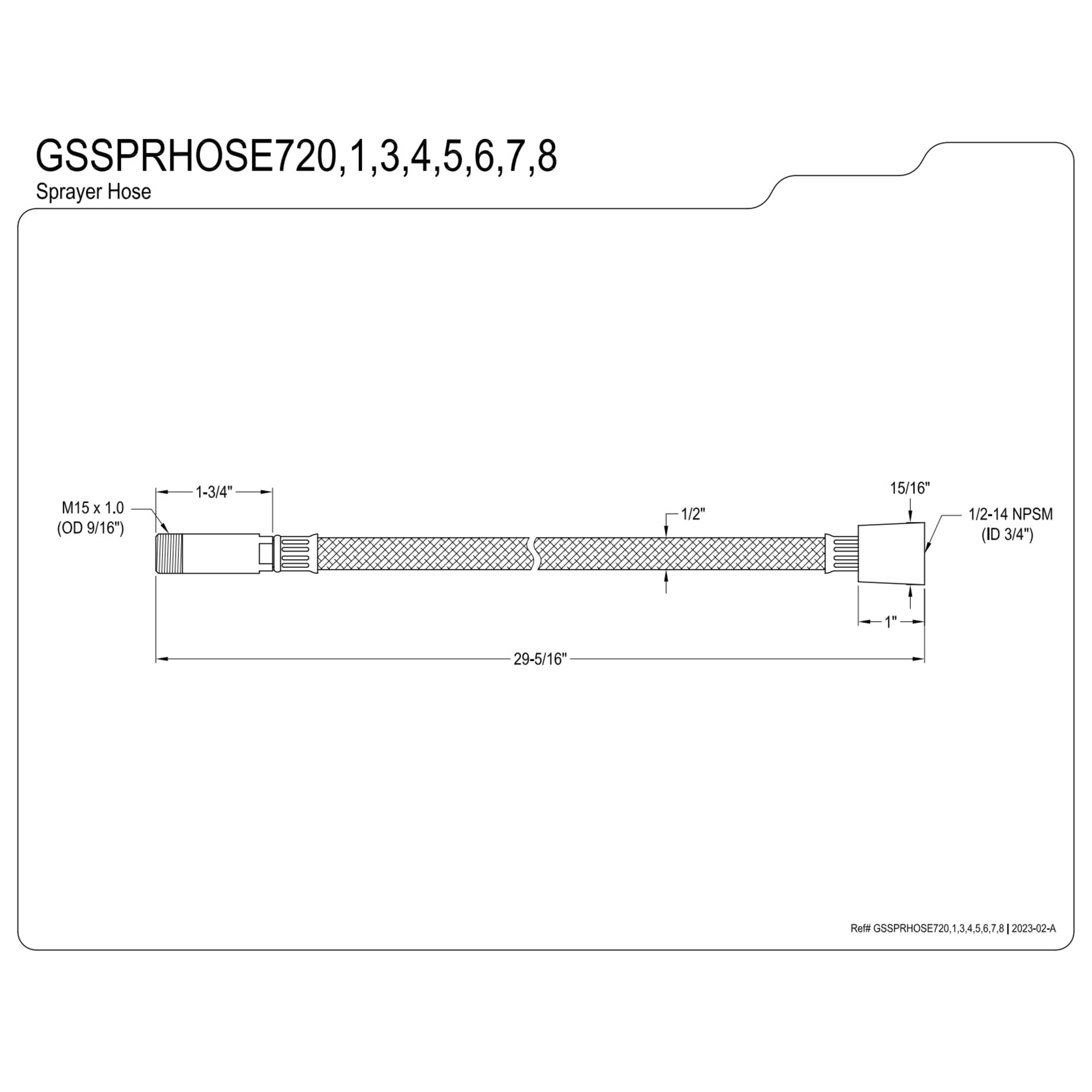 Kingston Brass GSSPRHOSE291 29" Braided Pull Down Kitchen Faucet Spray Hose, Polished Chrome
