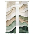 thumbnail image 2 of Abstract Wave Texture Sheer Curtains 84 Inches Long 2 Panels Green Beige Bump Theme Light Filtering Semi Sheer Window Curtains Drapes for Bedroom Living Room 52"x84", 2 of 7