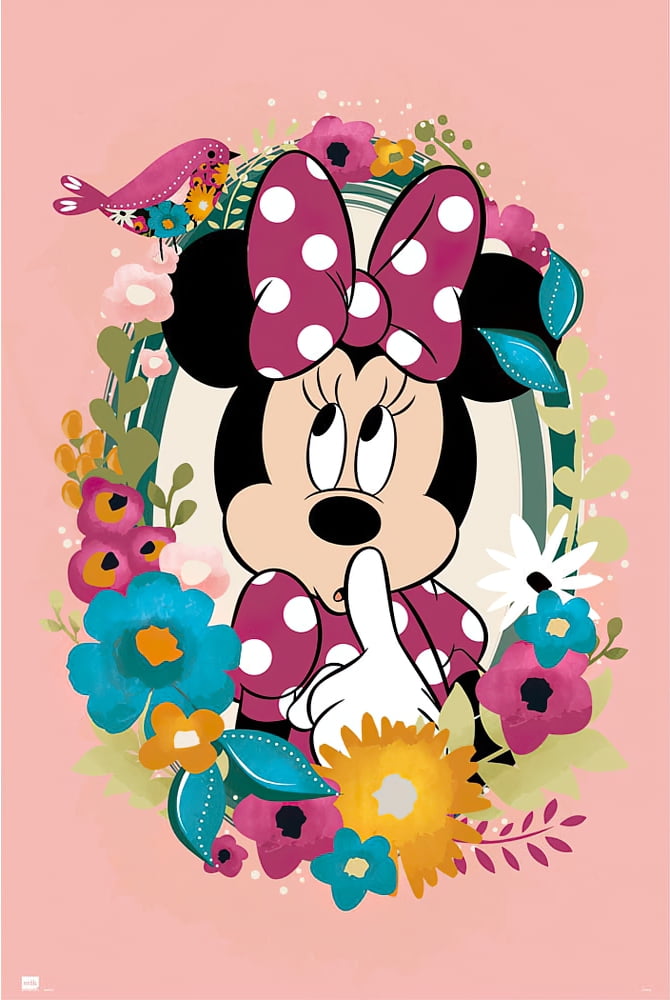 Minnie Mouse Walt Disney Illustration Print Anime Vintage Retro Pet Poster Art Mickey Minimalist
