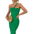 thumbnail image 3 of Coduop Women's One Shoulder Bodycon Long Dress Elegant Sleeveless Backless Ruched Wrapped Dress, 3 of 5