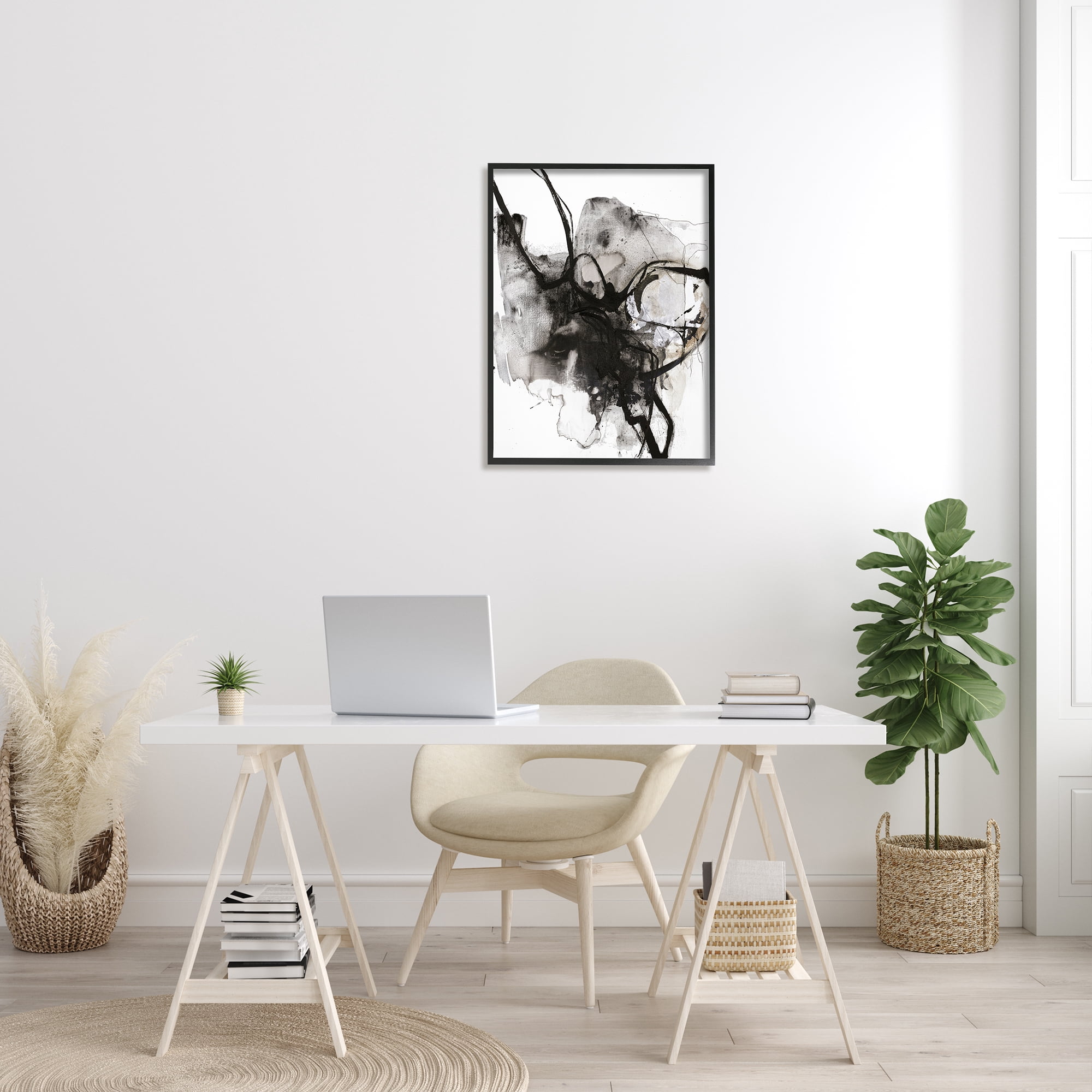 Stupell Indtries Ink Splatter Abstraction Chaotic By Movement Black Brown,24 x 30,Design by Design Fabrikken