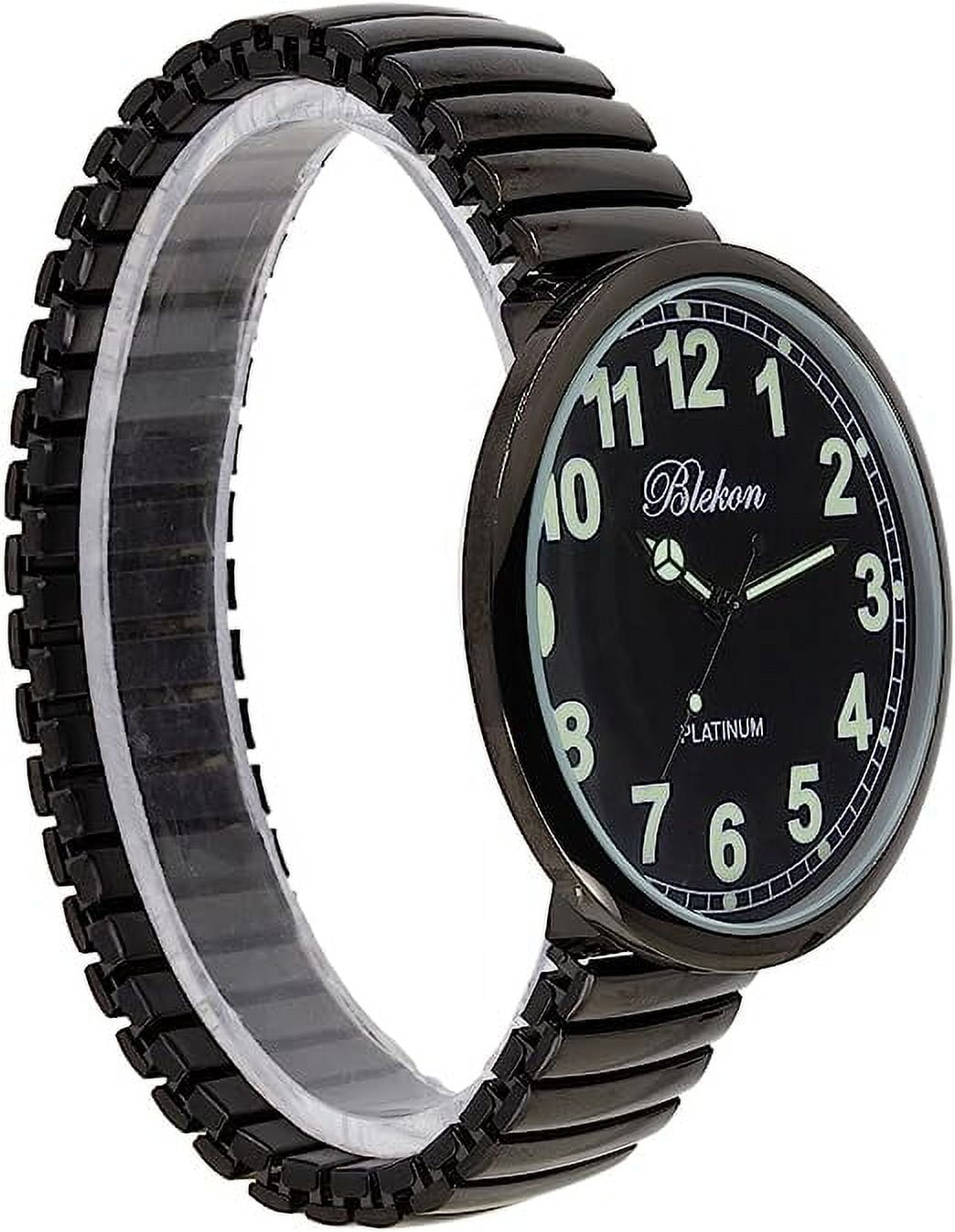 Blekon Collections Women’s Super Large Face Watch – Stretch Band, Luminous Hands & Numbers, Japanese PC21J Movement
