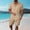 Khaki, variant on WWV Short Set for Men Lapel Short Sleeve Button Shirt Mid Waist Shorts Outfits Solid Color Casual Loose Fit Holiday Leisure Suit Beige L