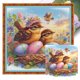 thumbnail image 1 of Hilo de bordar de algodón ecológico completo, Kit de punto de cruz con estampado de huevo de pájaro, 18CT, 40x40cm, 1 of 9