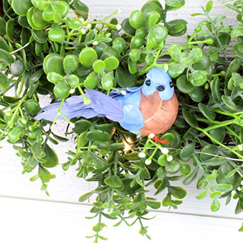 cornucopia Imitation Bluebirds (6-Pack) Little Blue Birds for crafts, christmas Trees and Seasonal Displays and Wreaths