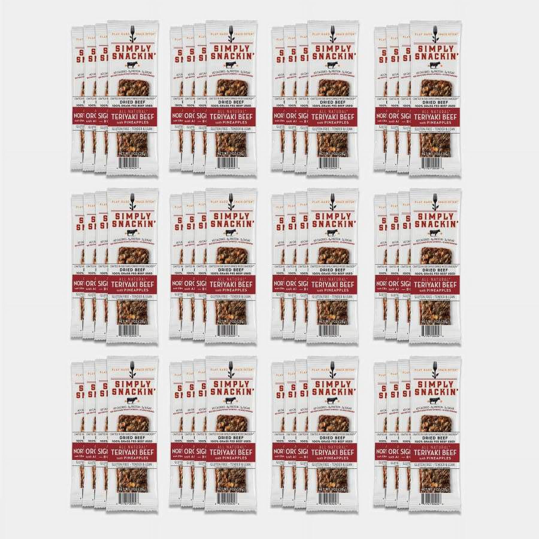 Simply Snackin' Beef Protein Snack - Variety Pack Sizes: 24-pc Variety Pack (96 Strips)