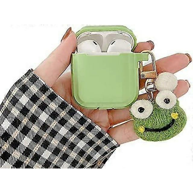 ComfyArt Green Soft TPU Earphone Case for Airpods 1/2 with Cute Frog Pendant Shockproof Protective Headset Case for Girls Women Men Earphone Sleeve