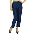 thumbnail image 2 of Phagun Women's Blue Dupion Pants High Waist Narrow Bottom Trousers-XXX-Large, 2 of 8