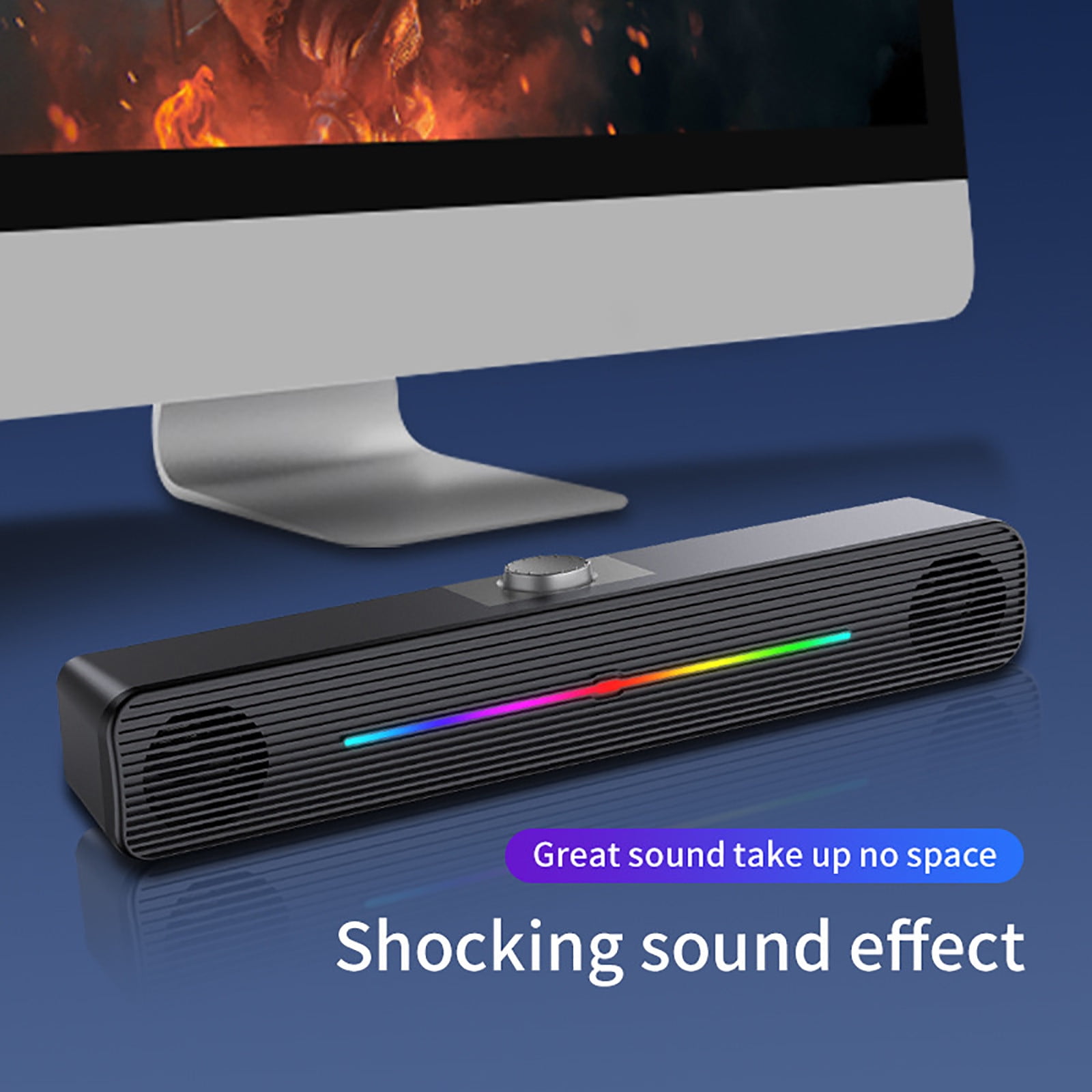 Byujiro Computer Speaker RGB PC Speaker USB Powered 3.5mm AUX Cable for PC Laptop Tablet Phone for Gaming, Music & Home Office