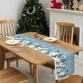 thumbnail image 4 of Blue Grey Christmas Dresser Scarf Farmhouse, Dining Table Decorations for Wedding/Parties, Snowman Xmas Tree Snowflake Winter Table Runner 48 Inches Long for Kitchen Dining, 13 x 48 In, 4 of 9