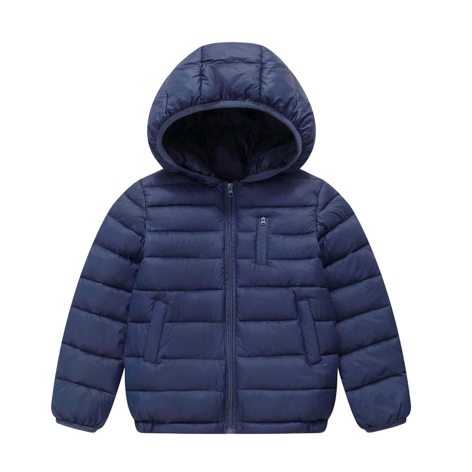 Jalioing Big Boys Winter Puffer Jacket Lightweight Long Sleeve Zipper Puffy Coat Solid Color Thermal Outerwear for Teen