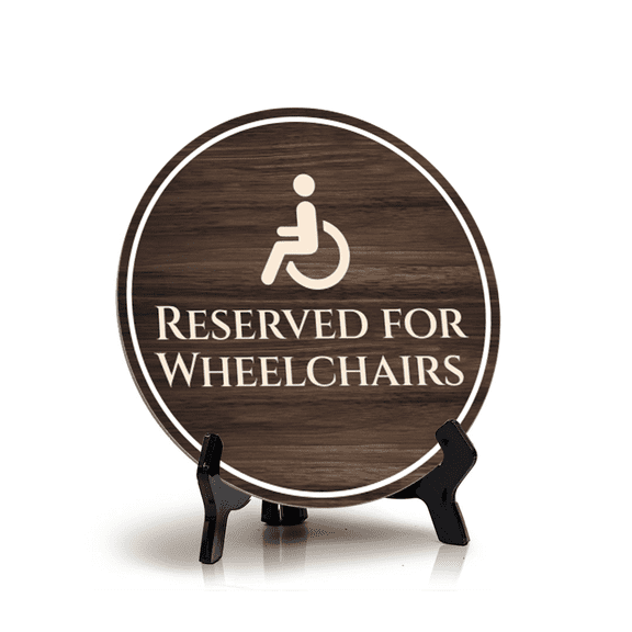 Reserved for Wheelchairs Circle Table Sign with Acrylic Stand (5x5") | Disability Sign