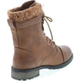 thumbnail image 5 of Link Mango-31 Kids Round Toe Military Lace Up Knit Ankle Cuff Low Heel Combat Boots, Tan, 12, 5 of 7