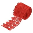 thumbnail image 1 of Uxcell 3.14 inch Wide 5 Yard Lace Ribbon Floral Pattern Red Embroidered Lace Trim for Sewing Making, Gift Wrapping, 1 of 5