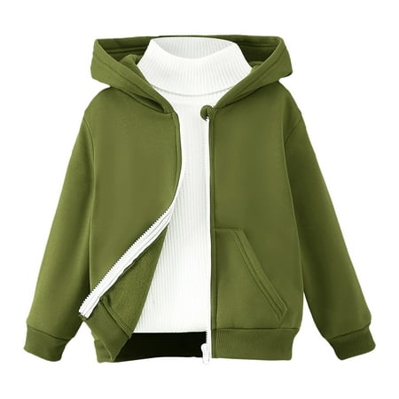 

Baby Boy Clothes Toddler Boys Winter Shirt Solid Hoodie Coat Clothes Green 6Y