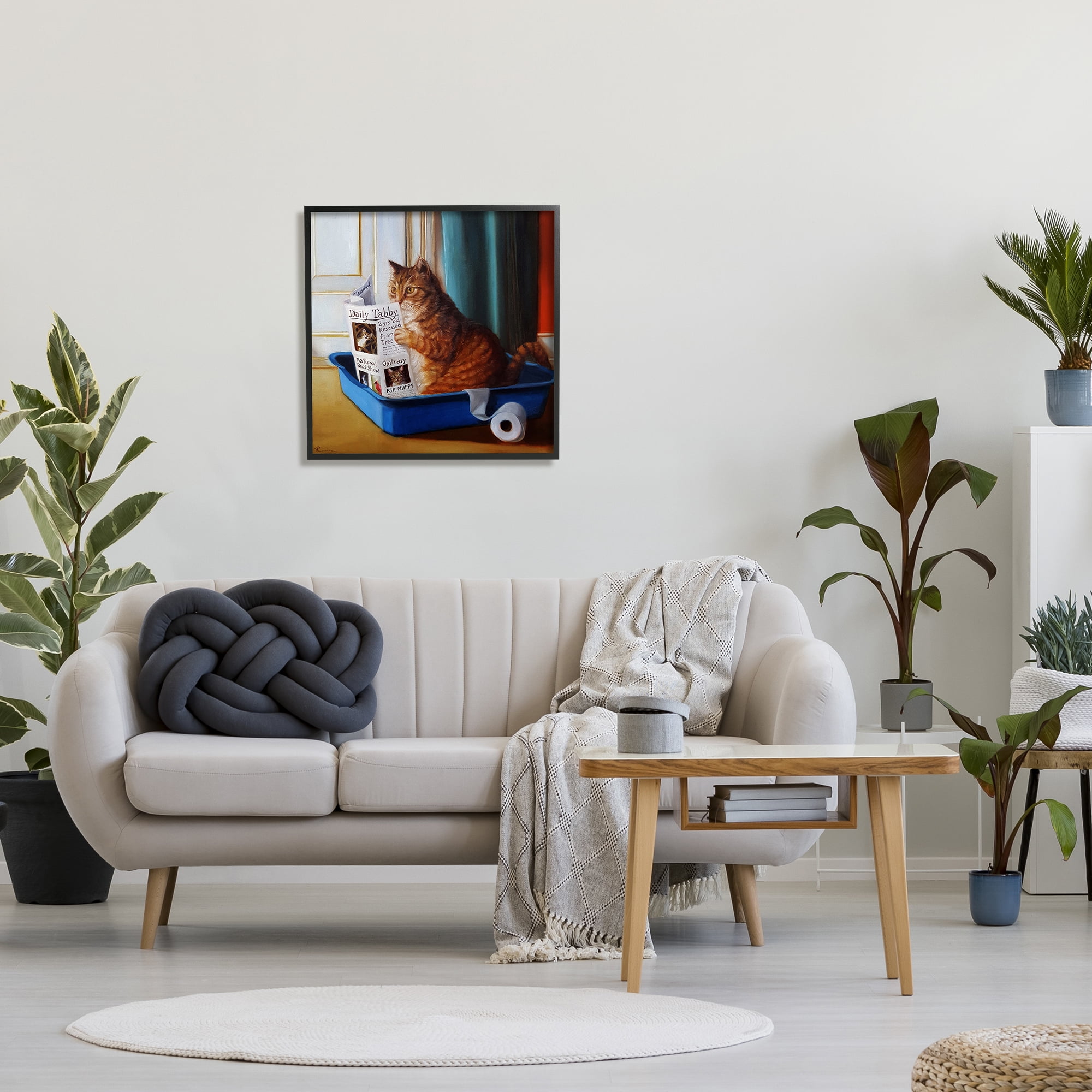 Stupell Industries Litter Box Reading Funny Cat Pet Painting, 24 x 24,Design by Lucia Heffernan